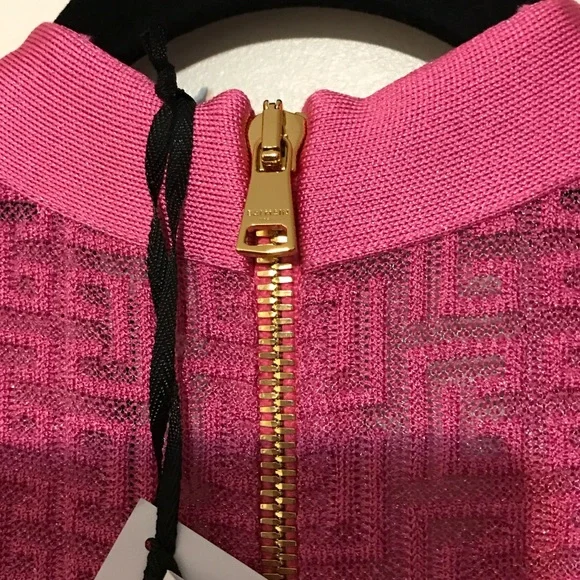 Balmain Fuchsia Cardigan dress with Gold Accents - Picture 6 of 8